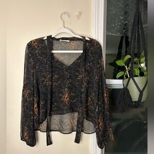 Lush Black and Orange Floral Top